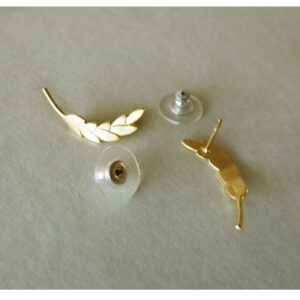 22 Kt Hallmark Real Solid Yellow Gold Wheat Ear Climbers Woodland Stud Earrings