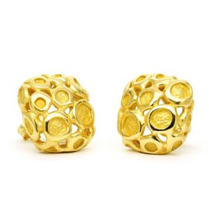 22 Kt Hallmark Real Solid Yellow Gold Square Boho Minimalist Stud Earrings