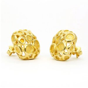 22 Kt Hallmark Real Solid Yellow Gold Square Boho Minimalist Stud Earrings