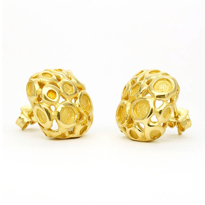 22 Kt Hallmark Real Solid Yellow Gold Square Boho Minimalist Stud Earrings