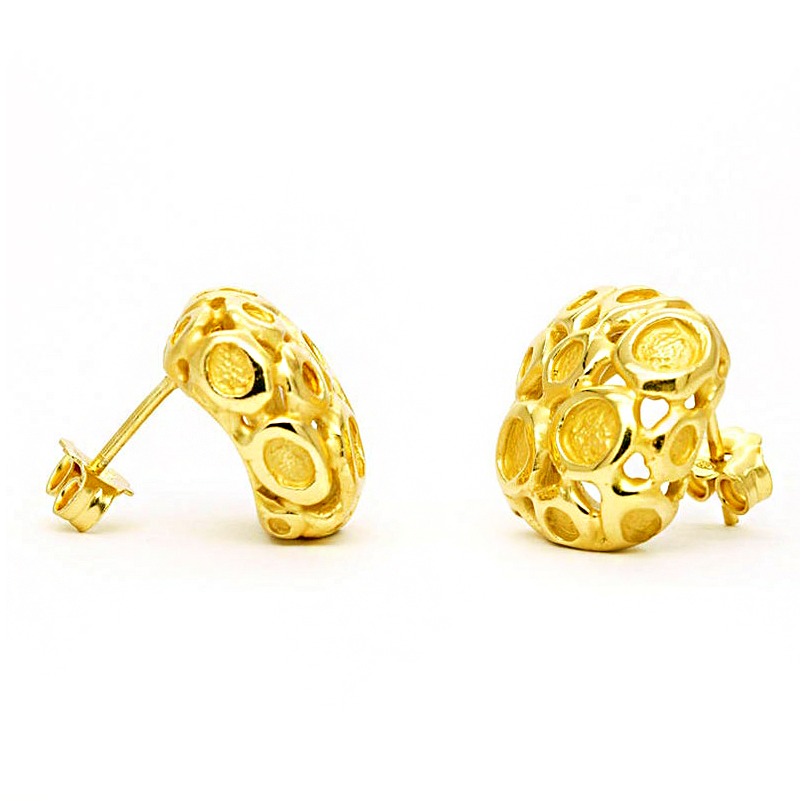 22 Kt Hallmark Real Solid Yellow Gold Square Boho Minimalist Stud Earrings
