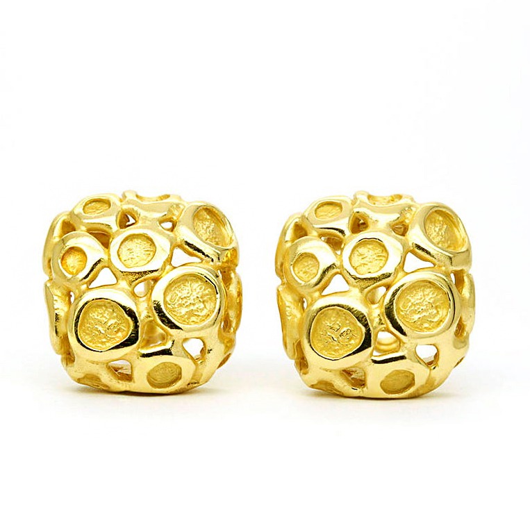 22 Kt Hallmark Real Solid Yellow Gold Square Boho Minimalist Stud Earrings