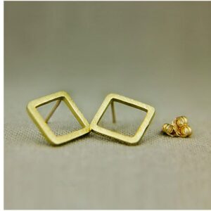 22 Kt Hallmark Real Solid Yellow Gold Geometric Classic Square Stud Earrings