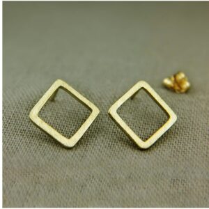 22 Kt Hallmark Real Solid Yellow Gold Geometric Classic Square Stud Earrings