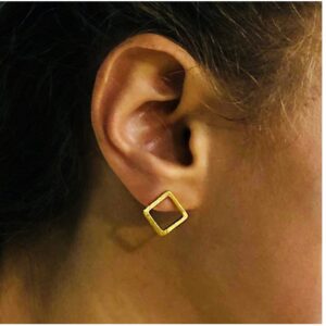 22 Kt Hallmark Real Solid Yellow Gold Geometric Classic Square Stud Earrings