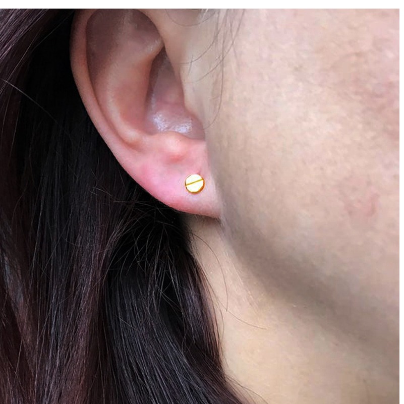22 Kt Hallmark Real Solid Yellow Gold Tiny Round Circle Stud Minimalist Earrings