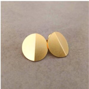 22 K Hallmark Real Solid Yellow Gold Geometric Origami Circle Post Stud Earrings