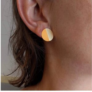 22 K Hallmark Real Solid Yellow Gold Geometric Origami Circle Post Stud Earrings