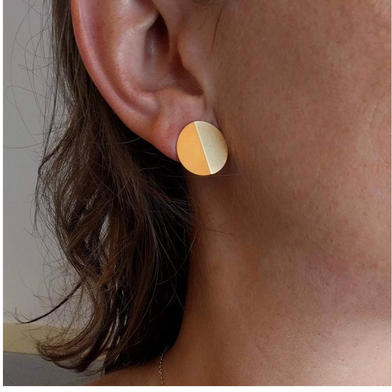 22 K Hallmark Real Solid Yellow Gold Geometric Origami Circle Post Stud Earrings