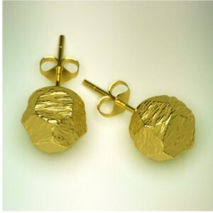22 Kt Hallmark Real Solid Yellow Raw Gold Nugget Women'S Rock Post Stud Earrings