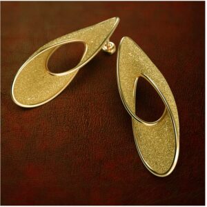 18 Kt Hallmark Real Solid Yellow Gold Twisted Raw Polished Minimal Stud Earring