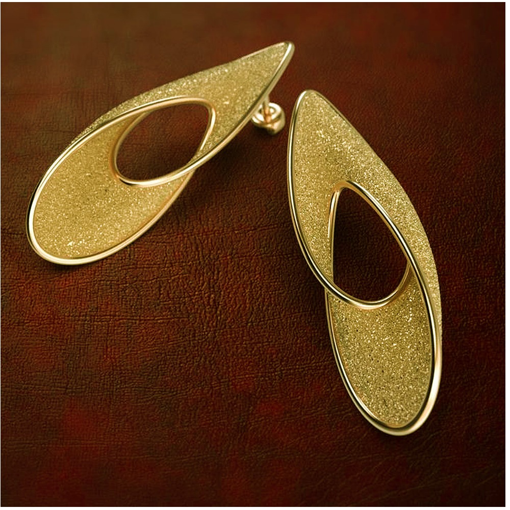 18 Kt Hallmark Real Solid Yellow Gold Twisted Raw Polished Minimal Stud Earring