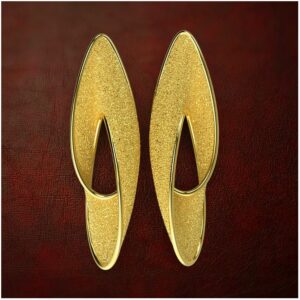 18 Kt Hallmark Real Solid Yellow Gold Twisted Raw Polished Minimal Stud Earring