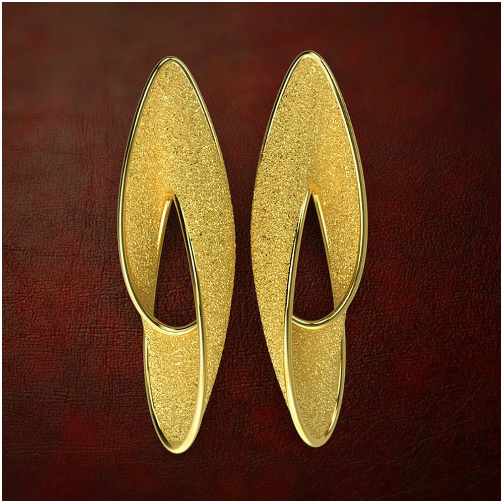 18 Kt Hallmark Real Solid Yellow Gold Twisted Raw Polished Minimal Stud Earring