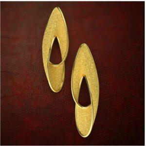 18 Kt Hallmark Real Solid Yellow Gold Twisted Raw Polished Minimal Stud Earring