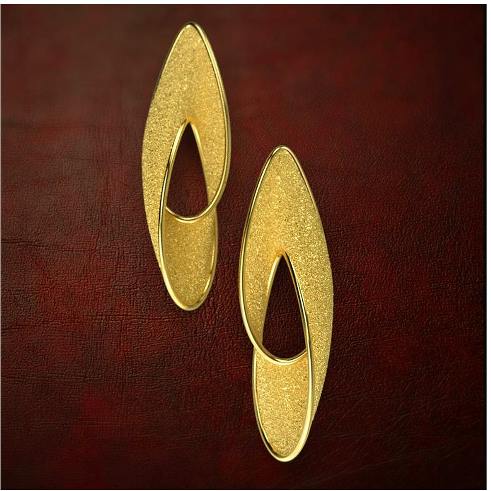 18 Kt Hallmark Real Solid Yellow Gold Twisted Raw Polished Minimal Stud Earring