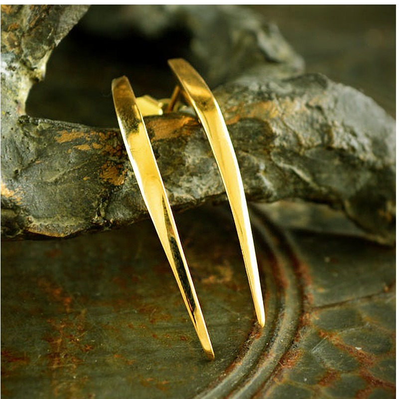 22 Kt Hallmark Real Solid Yellow Gold Snake Fangs Dangle Drop Cool Stud Earrings
