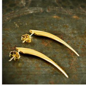 22 Kt Hallmark Real Solid Yellow Gold Snake Fangs Dangle Drop Cool Stud Earrings
