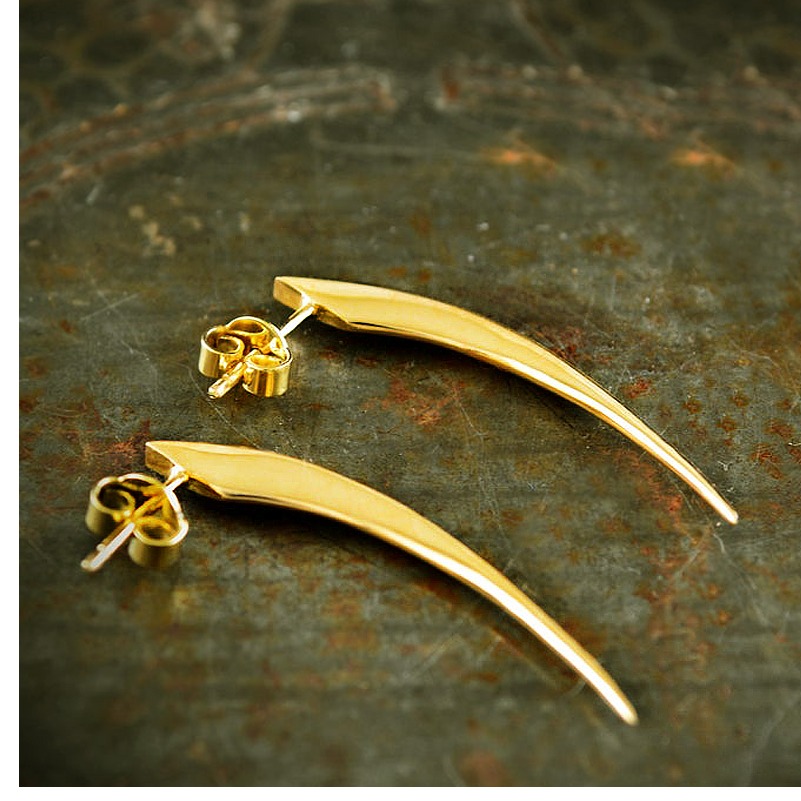 22 Kt Hallmark Real Solid Yellow Gold Snake Fangs Dangle Drop Cool Stud Earrings
