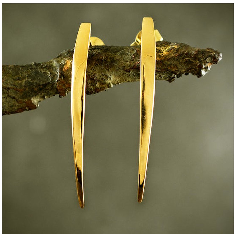 22 Kt Hallmark Real Solid Yellow Gold Snake Fangs Dangle Drop Cool Stud Earrings
