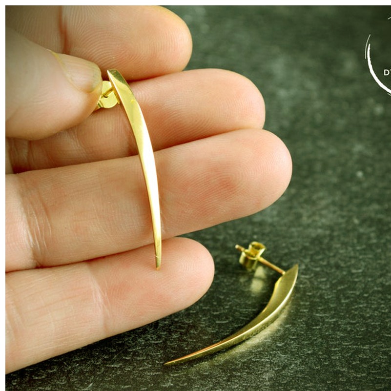 22 Kt Hallmark Real Solid Yellow Gold Snake Fangs Dangle Drop Cool Stud Earrings