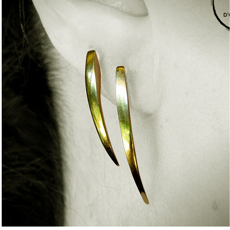 22 Kt Hallmark Real Solid Yellow Gold Snake Fangs Dangle Drop Cool Stud Earrings
