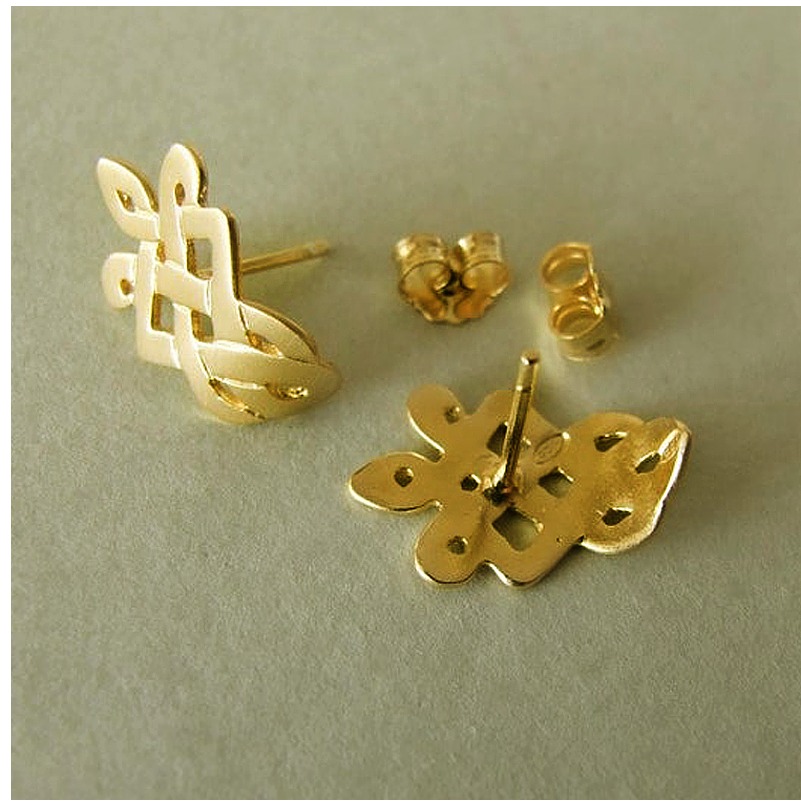 22 Kt Hallmark Real Solid Yellow Gold Celtic Women'S Huggie Hoop Stud Earrings