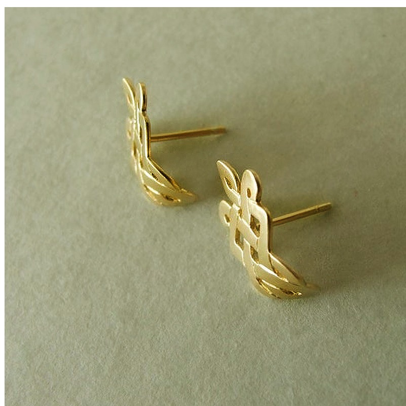 22 Kt Hallmark Real Solid Yellow Gold Celtic Women'S Huggie Hoop Stud Earrings