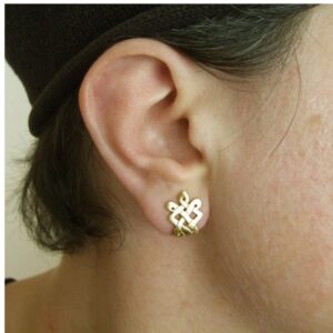 22 Kt Hallmark Real Solid Yellow Gold Celtic Women'S Huggie Hoop Stud Earrings