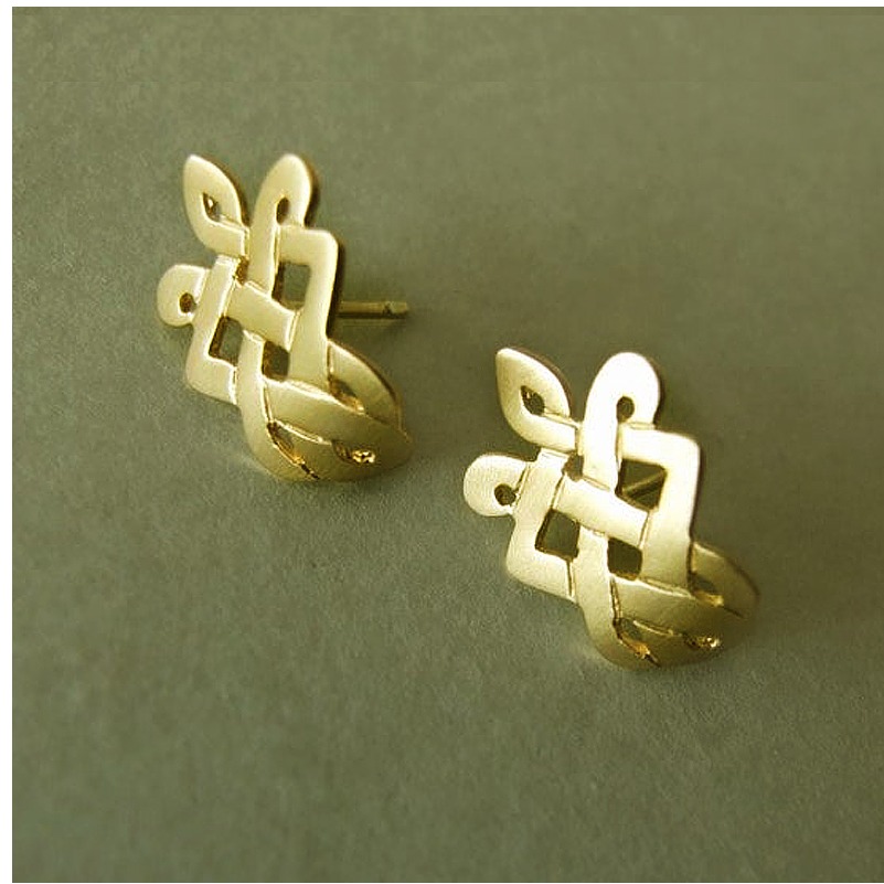 22 Kt Hallmark Real Solid Yellow Gold Celtic Women'S Huggie Hoop Stud Earrings