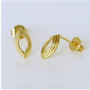 22 Kt Hallmark Real Solid Yellow Gold Small Post Oval Trendy Stud Earrings