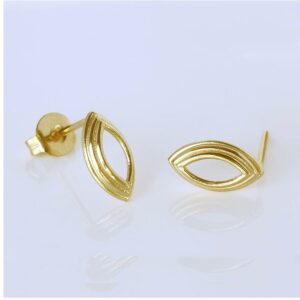 22 Kt Hallmark Real Solid Yellow Gold Small Post Oval Trendy Stud Earrings