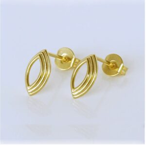 22 Kt Hallmark Real Solid Yellow Gold Small Post Oval Trendy Stud Earrings