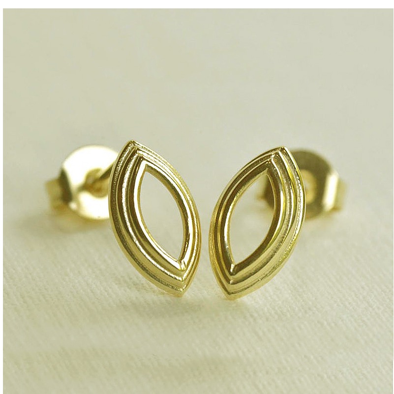 22 Kt Hallmark Real Solid Yellow Gold Small Post Oval Trendy Stud Earrings