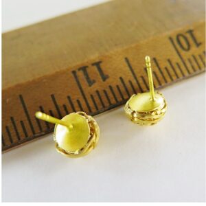 22 Kt Hallmark Real Solid Yellow Gold Cocoon Folded Asymmetrical Stud Earrings
