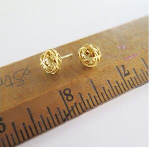 22 Kt Hallmark Real Solid Yellow Gold Cocoon Folded Asymmetrical Stud Earrings