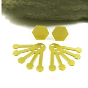 22 Kt Real Solid Yellow Gold Geometric Hexagon Front Back urban Stud Earrings