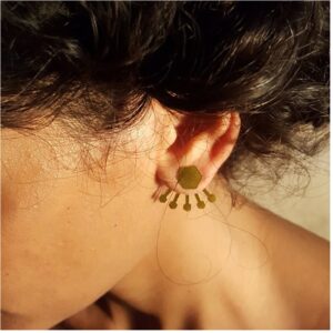 22 Kt Real Solid Yellow Gold Geometric Hexagon Front Back urban Stud Earrings