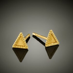 22 Kt Hallmark Real Solid Yellow Gold Triangle Small Minimalist Stud Earrings