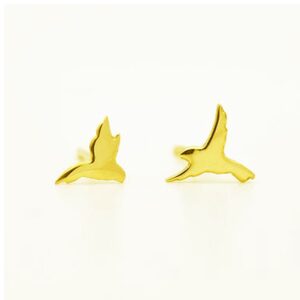 22 Kt Hallmark Real Solid Yellow Gold Flying Bird Post Unique Stud Earrings