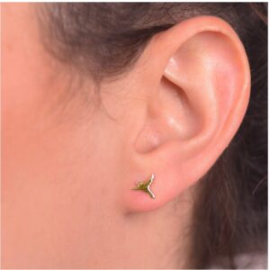 22 Kt Hallmark Real Solid Yellow Gold Flying Bird Post Unique Stud Earrings
