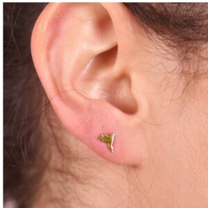 22 Kt Hallmark Real Solid Yellow Gold Flying Bird Post Unique Stud Earrings