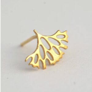 22 Kt Hallmark Real Solid Yellow Gold Coral Branch Screw Back Post Stud Earrings