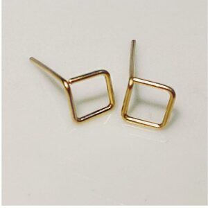 22 Kt Hallmark Real Solid Yellow Gold Square Screw Back Minimalist Stud Earrings