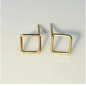 22 Kt Hallmark Real Solid Yellow Gold Square Screw Back Minimalist Stud Earrings