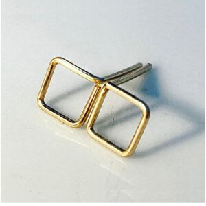 22 Kt Hallmark Real Solid Yellow Gold Square Screw Back Minimalist Stud Earrings
