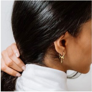 18 Kt Hallmark Real Solid Yellow Gold Dripping Circular Stud Hoop Screw Earrings
