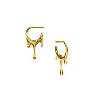 18 Kt Hallmark Real Solid Yellow Gold Dripping Circular Stud Hoop Screw Earrings