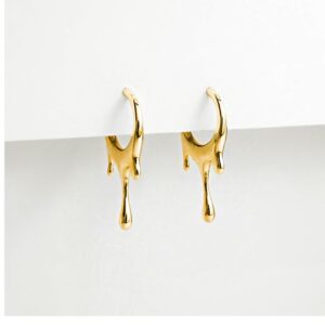 18 Kt Hallmark Real Solid Yellow Gold Dripping Circular Stud Hoop Screw Earrings