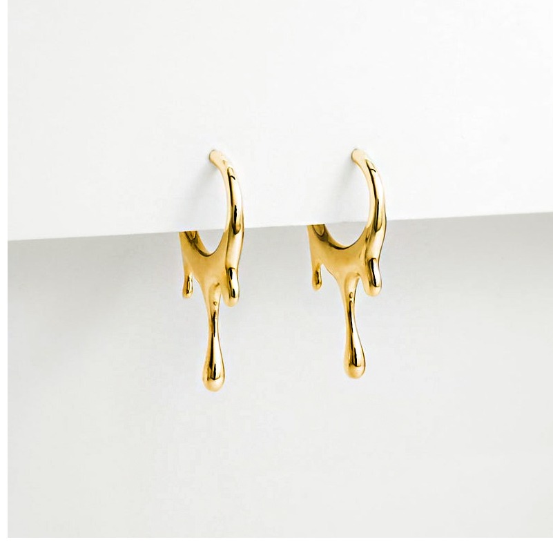 18 Kt Hallmark Real Solid Yellow Gold Dripping Circular Stud Hoop Screw Earrings